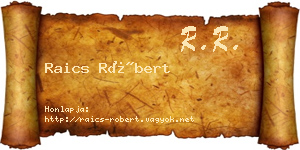 Raics Róbert névjegykártya